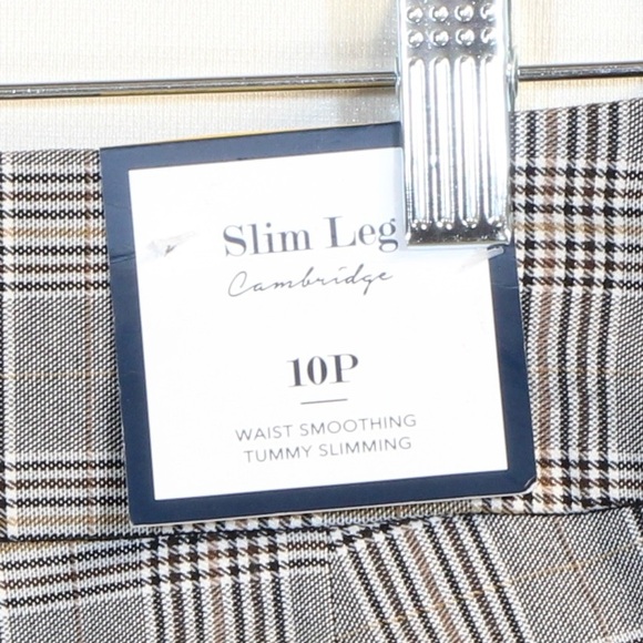 Charter Club Cambridge Brown & Gray Houndstooth Plaid Slim Leg Pants NWT - Picture 5 of 5